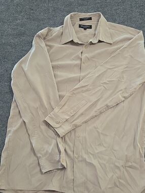 Brandini Men's Long-Sleeve Casual Button-Down Shirt in Beige